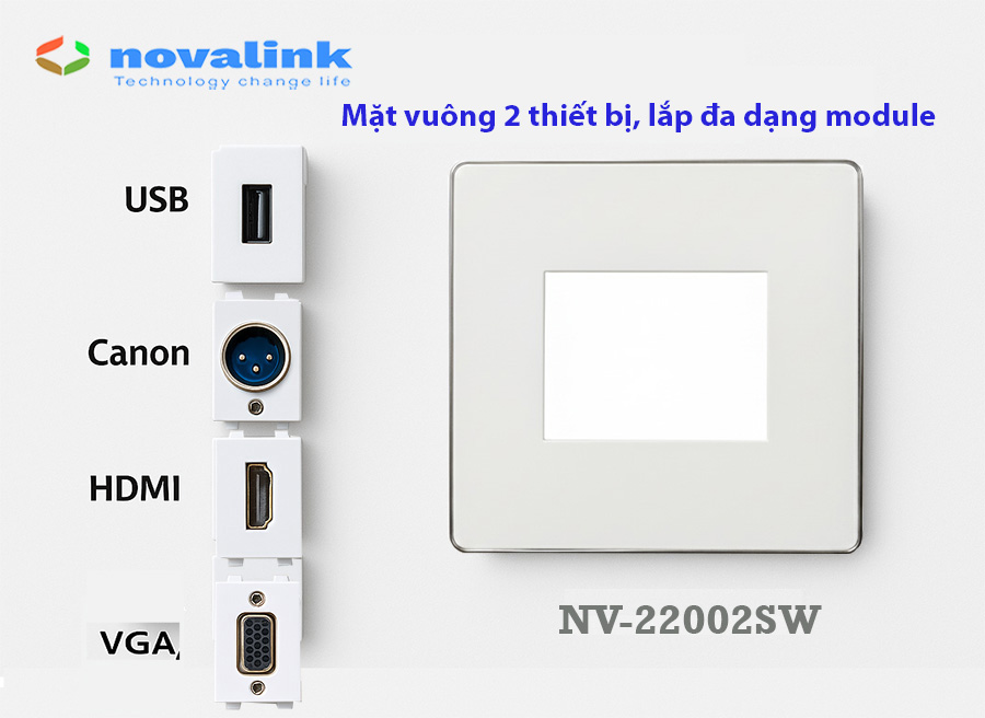 Mặt mạng Novalink 2 cổng 86x86 chính hãng